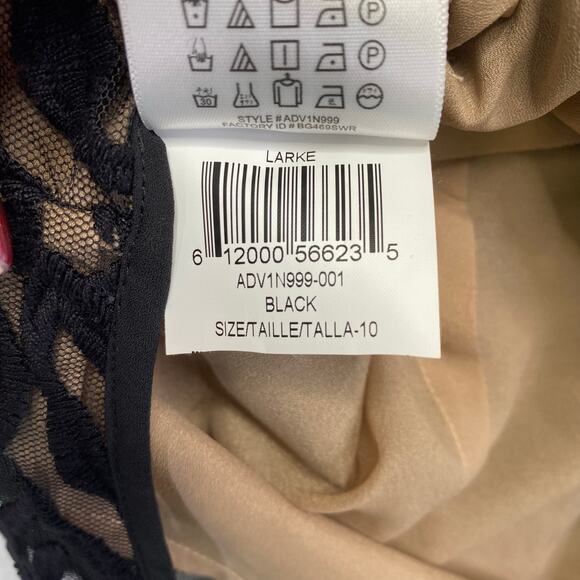 BCBG Black Sheer Mesh Zebra Top Sz 10 Embroidered Peplum Asymmetrical Animal - Picture 10 of 11